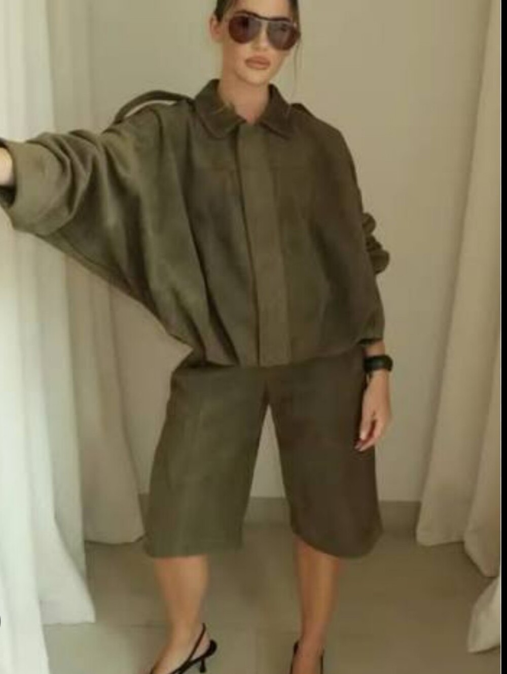 Zara Olive Green Bermuda Shorts